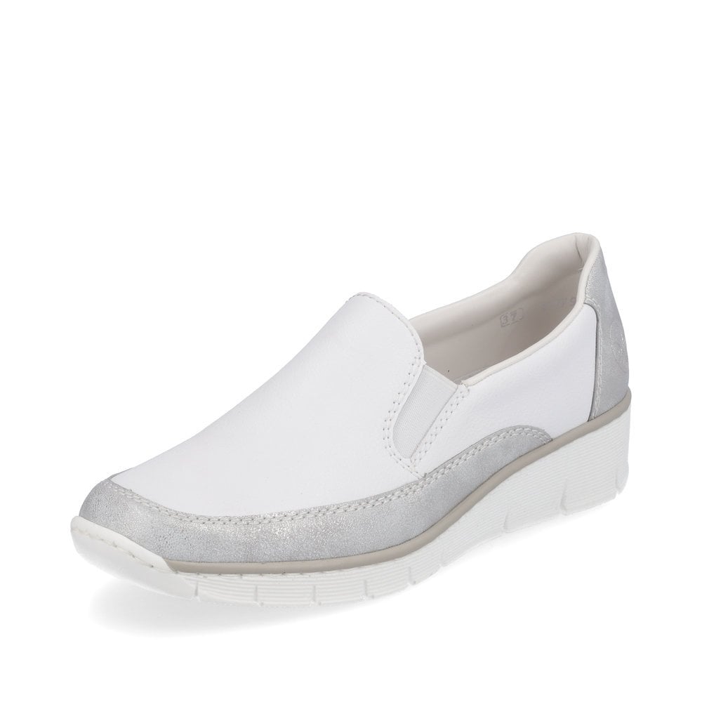 Women\'s Rieker 53796-80 Slip On Shoes White | USA-009408