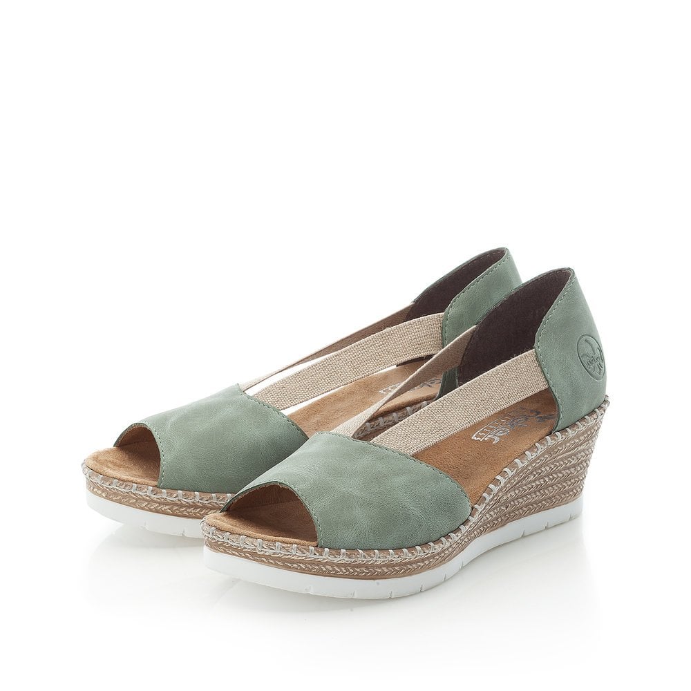 Women's Rieker 619X1-52 Wedge Sandals Green | USA-155371