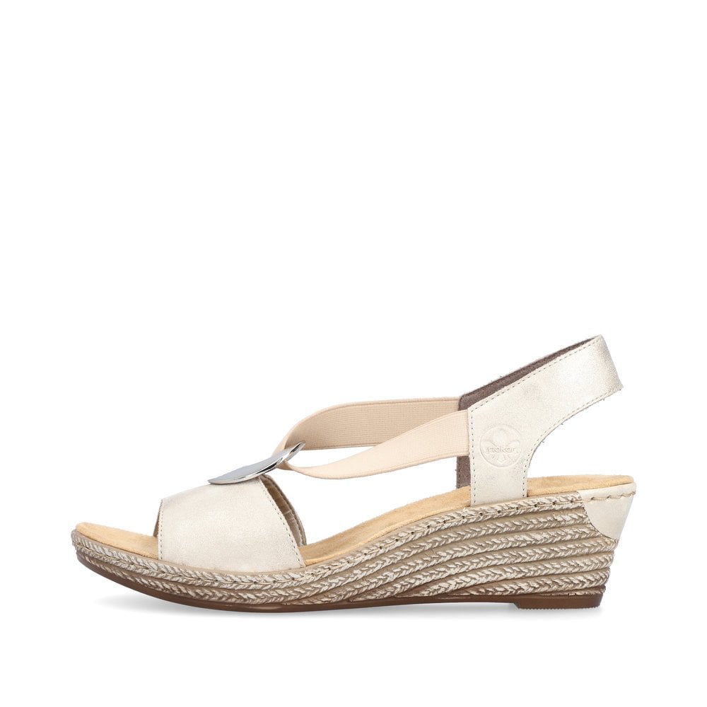 Women's Rieker 624H6-60 Wedge Sandals Beige | USA-743090