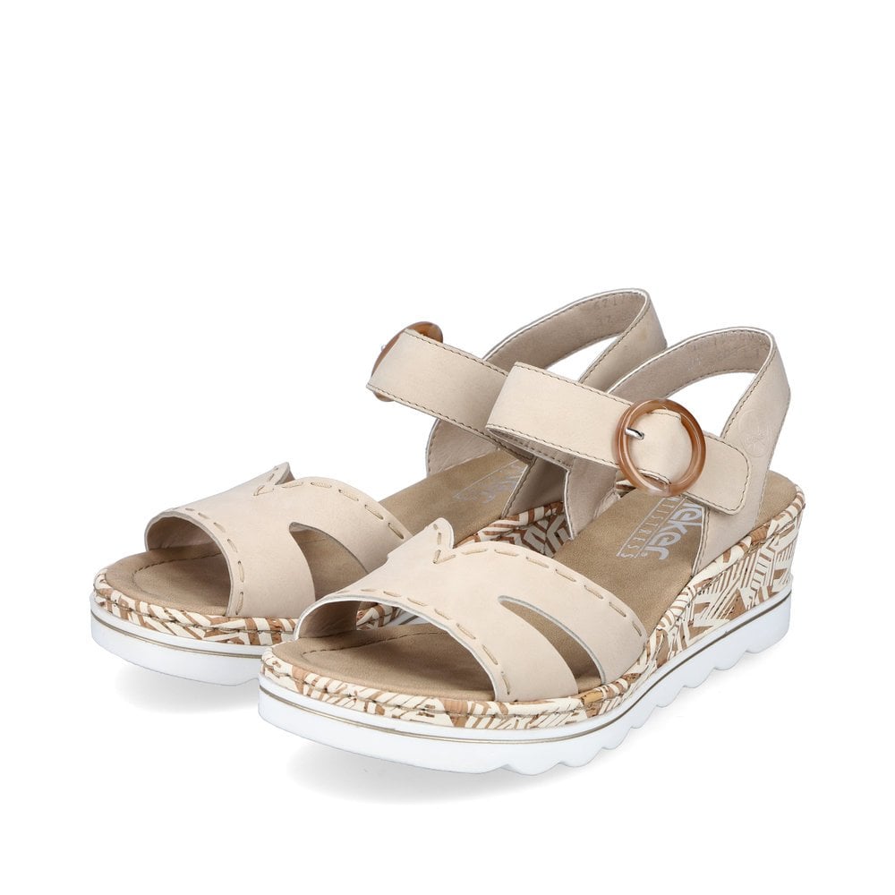 Women's Rieker 67173-60 Wedge Sandals Beige | USA-692432