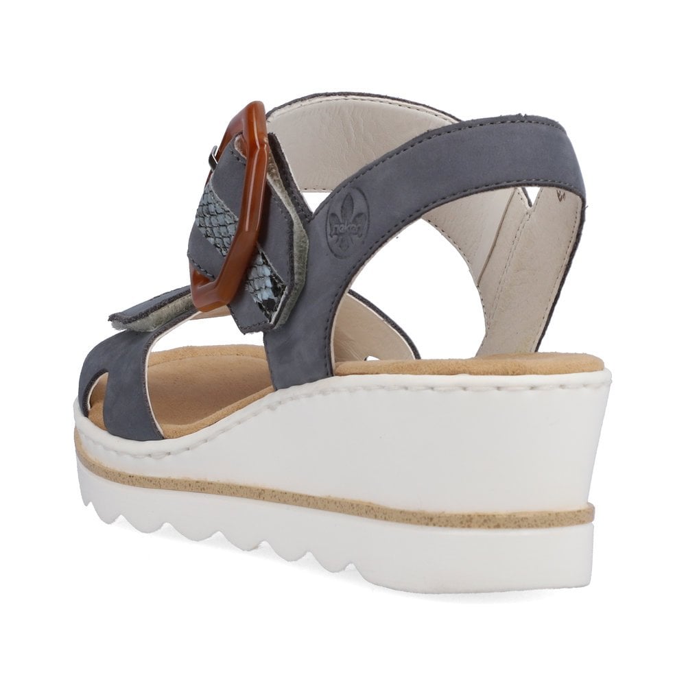 Women's Rieker 67476-10 Wedge Sandals Blue | USA-475693