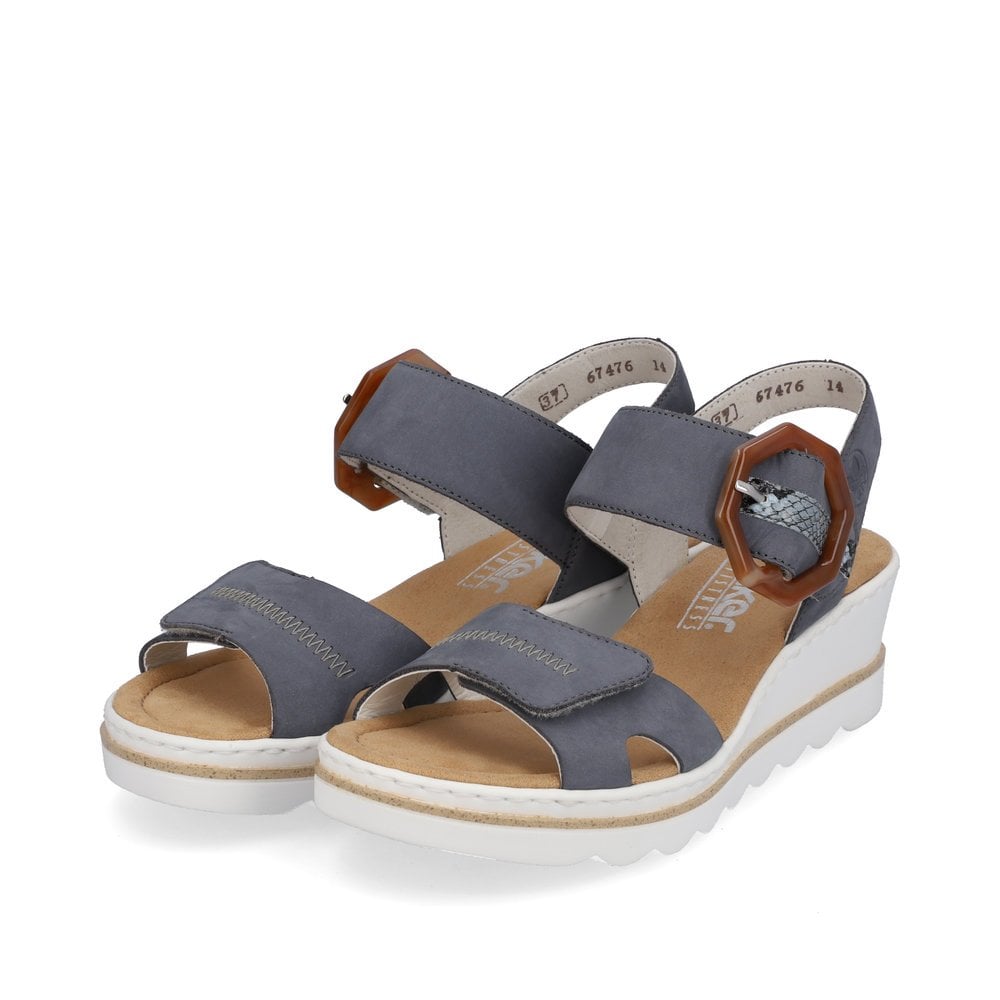 Women's Rieker 67476-10 Wedge Sandals Blue | USA-475693