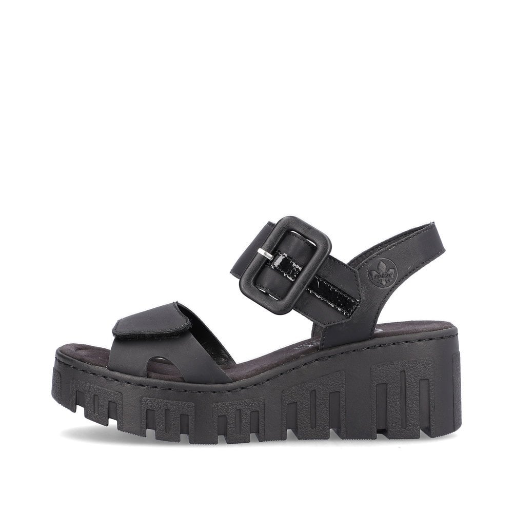 Women's Rieker 68050-00 Wedge Sandals Black | USA-987526