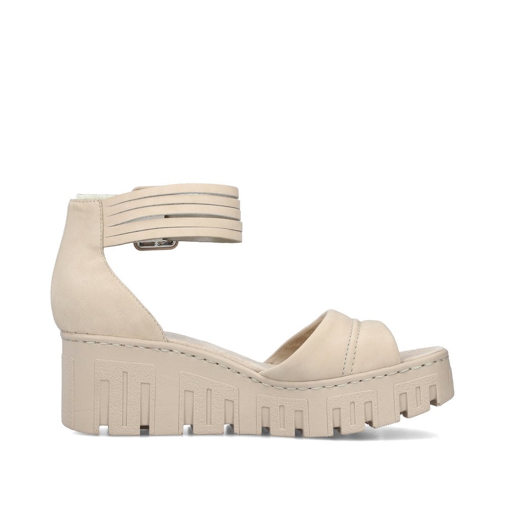 Women's Rieker 68093-60 Wedge Sandals Beige | USA-859550