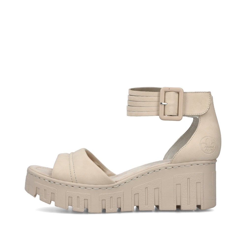 Women's Rieker 68093-60 Wedge Sandals Beige | USA-859550