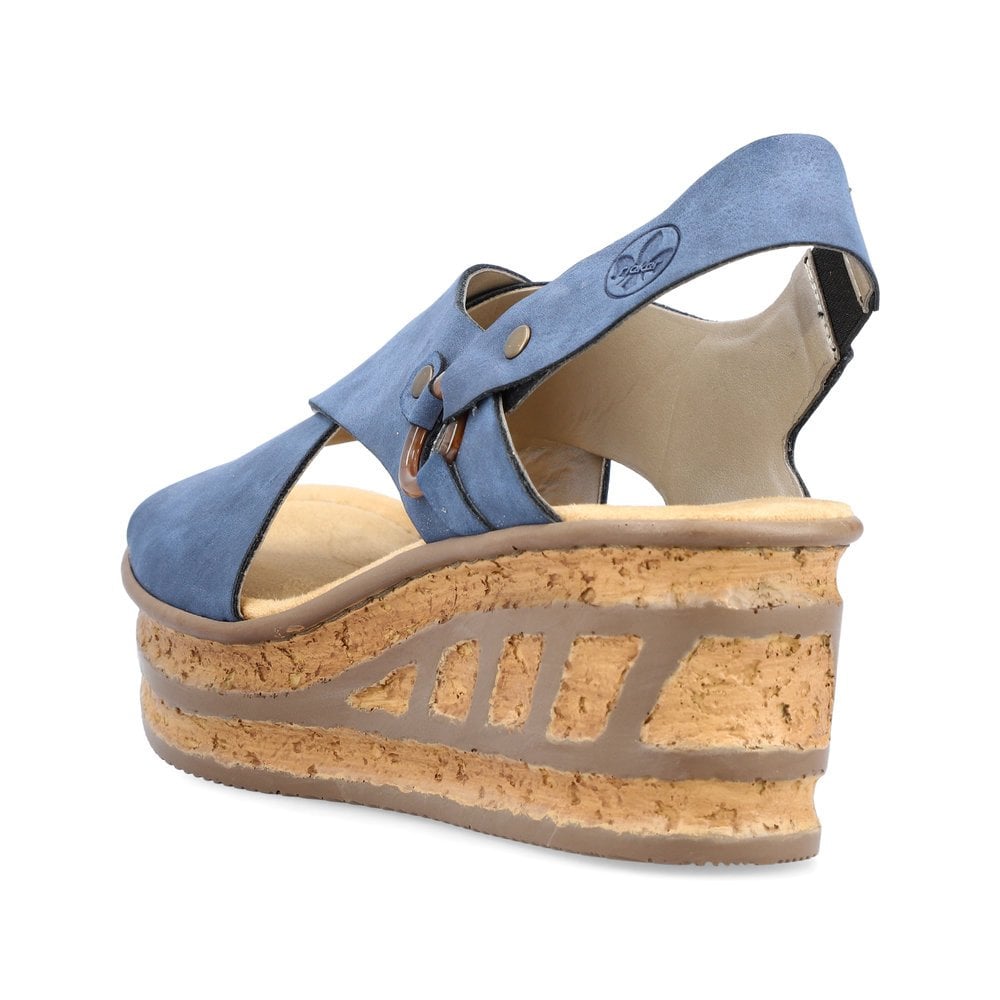 Women's Rieker 68184-14 Wedge Sandals Blue | USA-050863