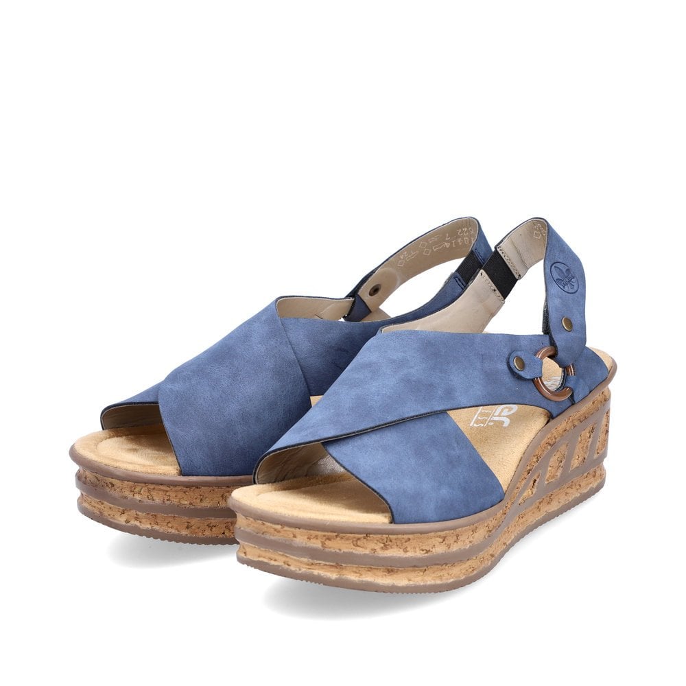 Women's Rieker 68184-14 Wedge Sandals Blue | USA-050863