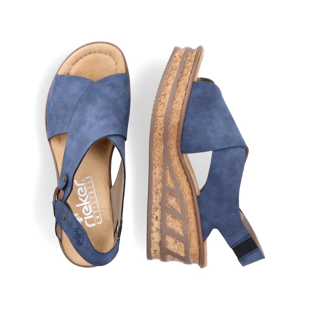 Women's Rieker 68184-14 Wedge Sandals Blue | USA-050863