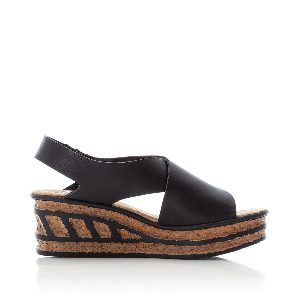 Women's Rieker 68189-00 Wedge Sandals Black | USA-973660