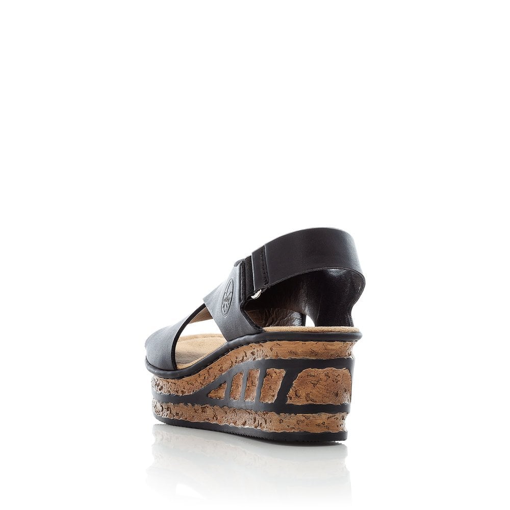 Women's Rieker 68189-00 Wedge Sandals Black | USA-973660