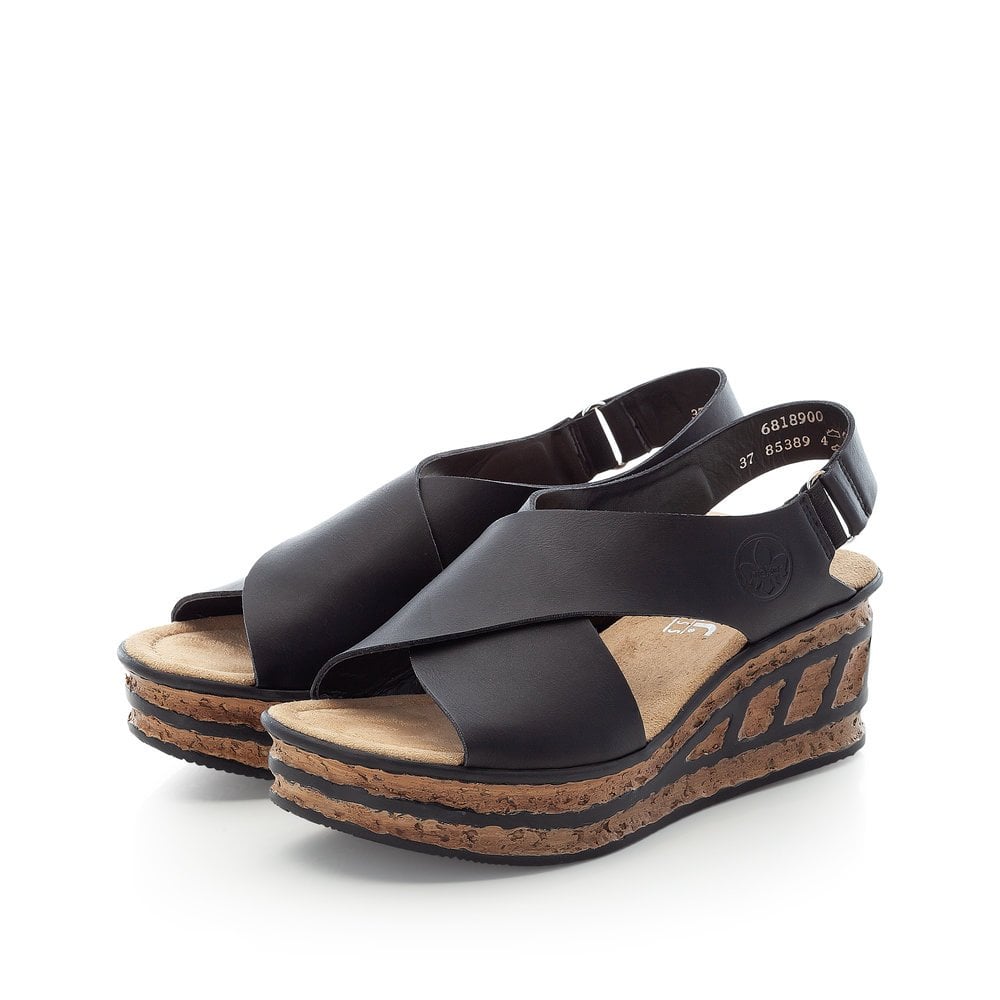 Women's Rieker 68189-00 Wedge Sandals Black | USA-973660