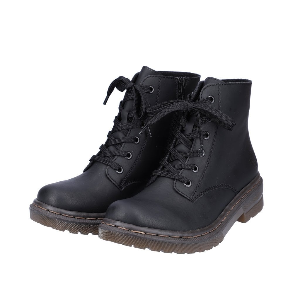 Women's Rieker 78240-00 Lace Up Boots Black | USA-474818