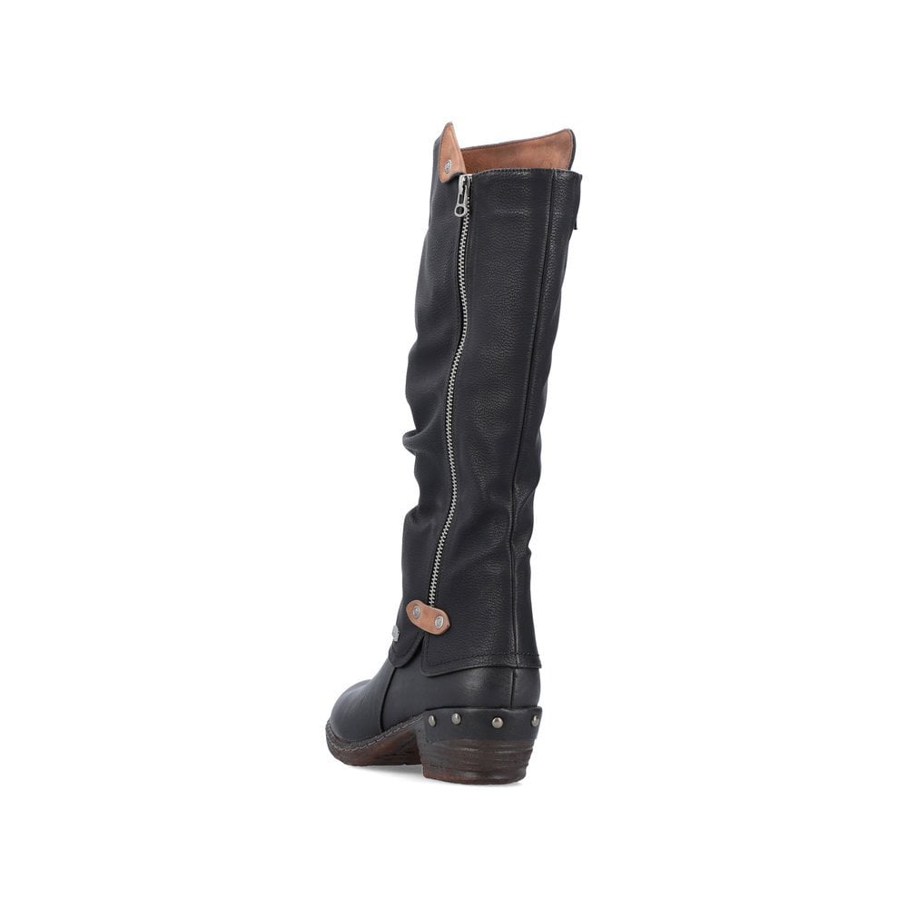 Women's Rieker 93655-00 Long Boots Black | USA-382203