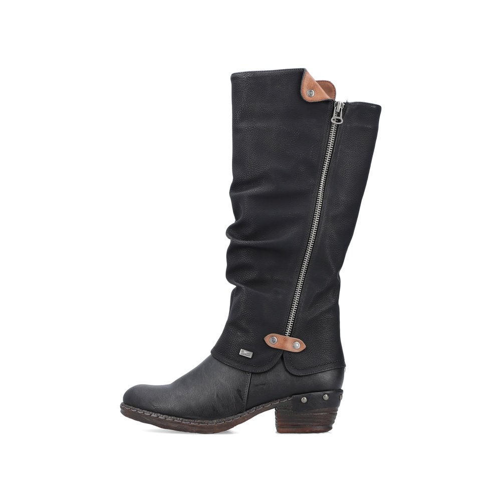 Women's Rieker 93655-00 Long Boots Black | USA-382203