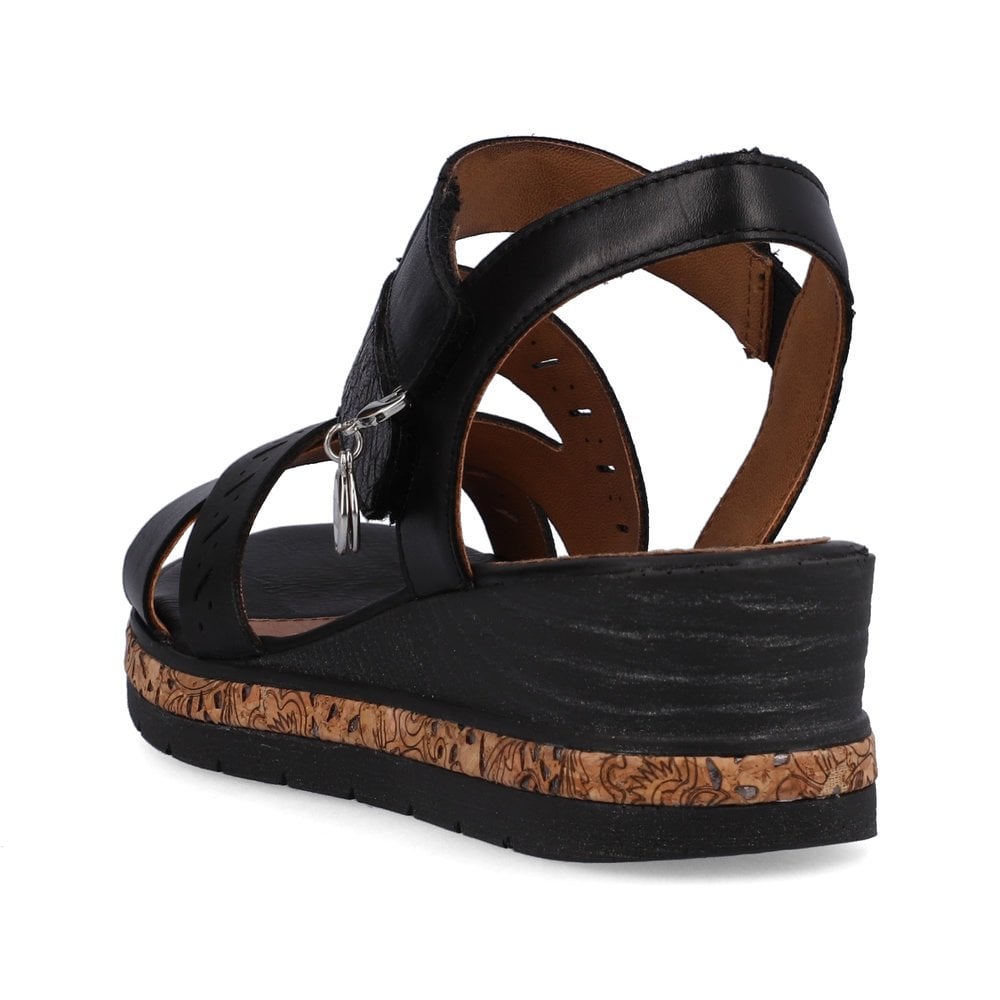 Women's Rieker Remonte D3064-01 Wedge Sandals Black | USA-478296