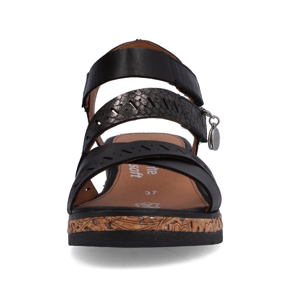 Women's Rieker Remonte D3064-01 Wedge Sandals Black | USA-478296