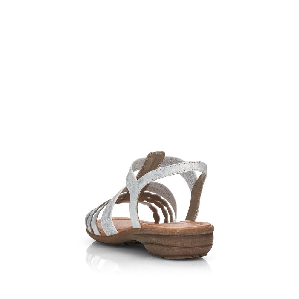 Women's Rieker Remonte R3665-90 Wedge Sandals Silver Platinum / | USA-214012