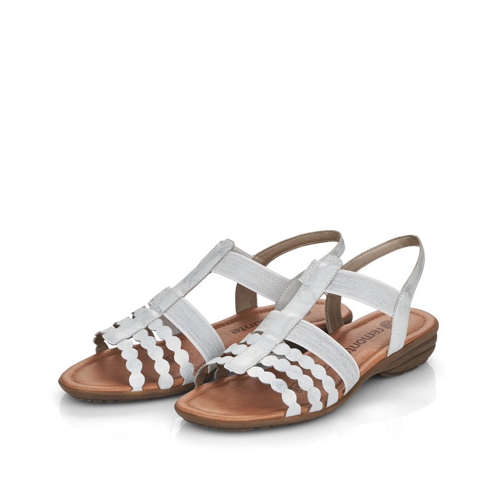 Women's Rieker Remonte R3665-90 Wedge Sandals Silver Platinum / | USA-214012