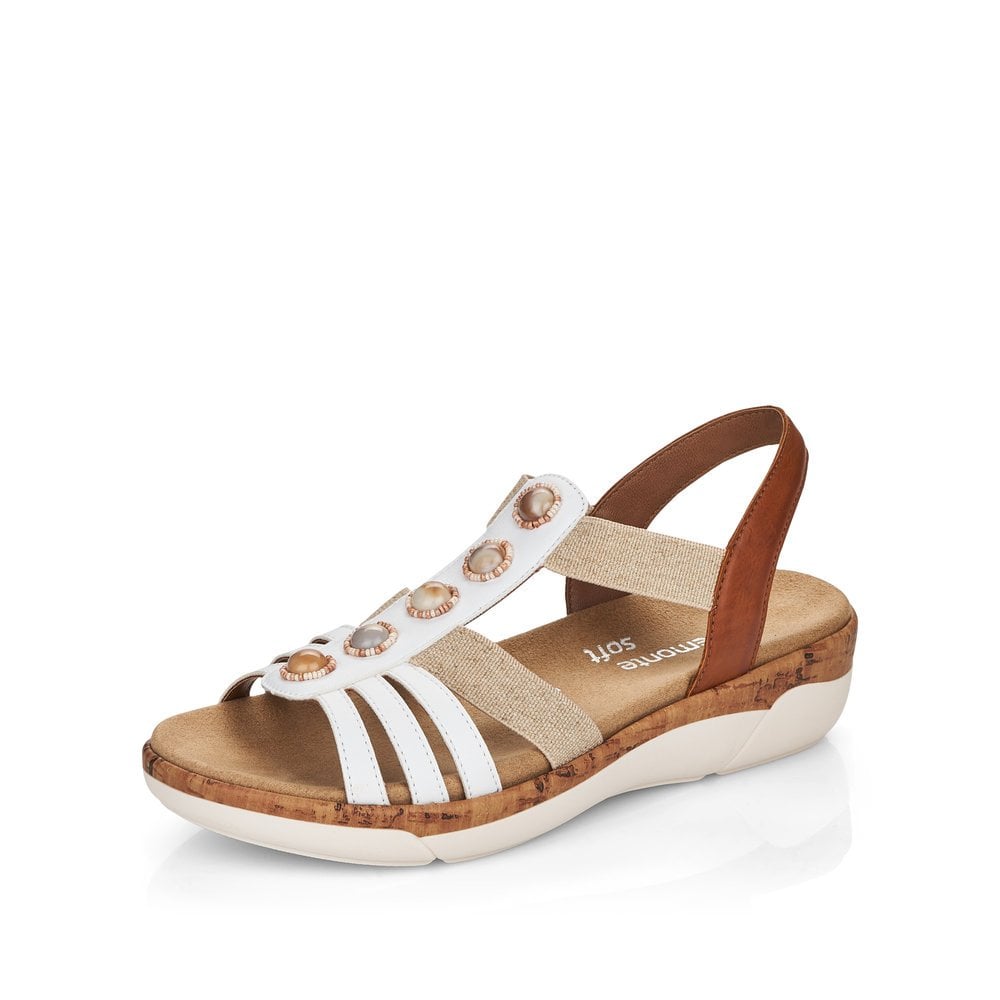 Women's Rieker Remonte R6857-80 Wedge Sandals White | USA-307835