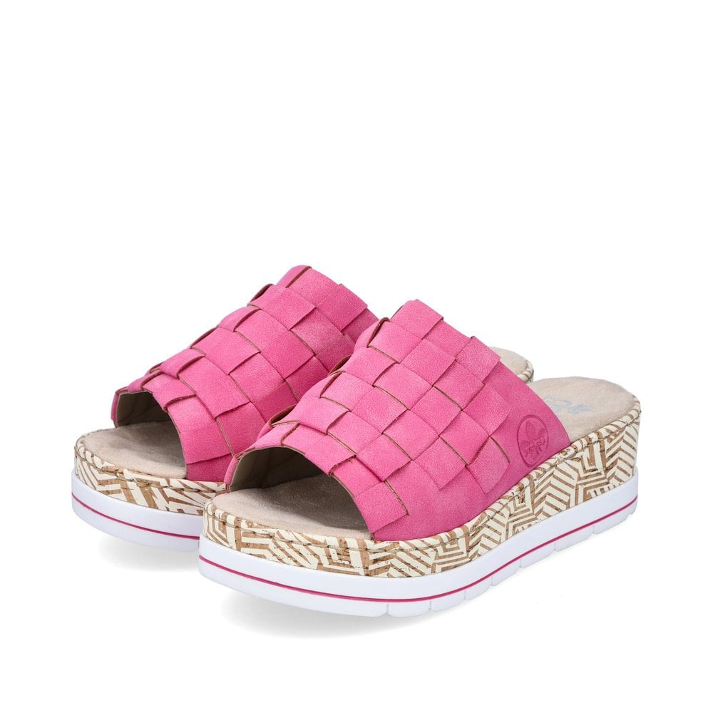 Women's Rieker V3988-31 Wedge Sandals Rose | USA-393484