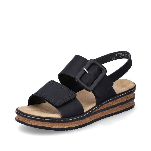 Women's Rieker 62950-00 Wedge Sandals Black | USA-111067